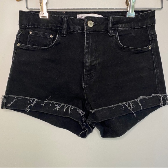 Zara Trafaluc Black Denim Shorts 4 - Picture 1 of 3